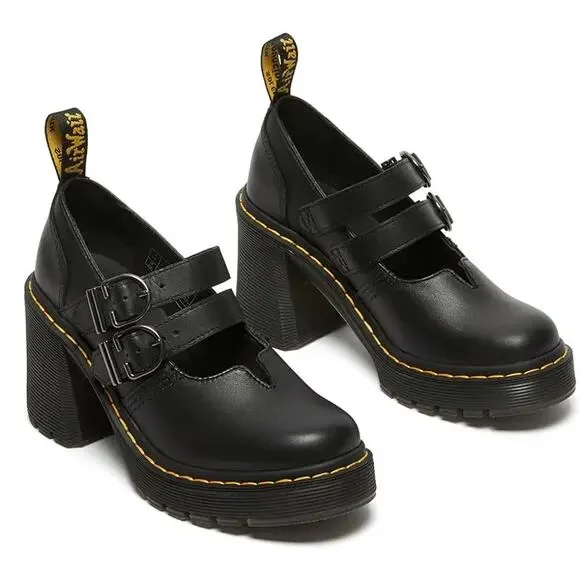 Doc Martens Eviee Mary Jane Platform Heels Shoes Leather Size 8 - Picture 2 of 5